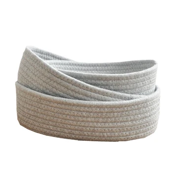 

Sundries Soft Organizer Washable Hamper Handmade Knitting Cotton Blend Office Laundry Storage Multifunctional Woven Basket Table