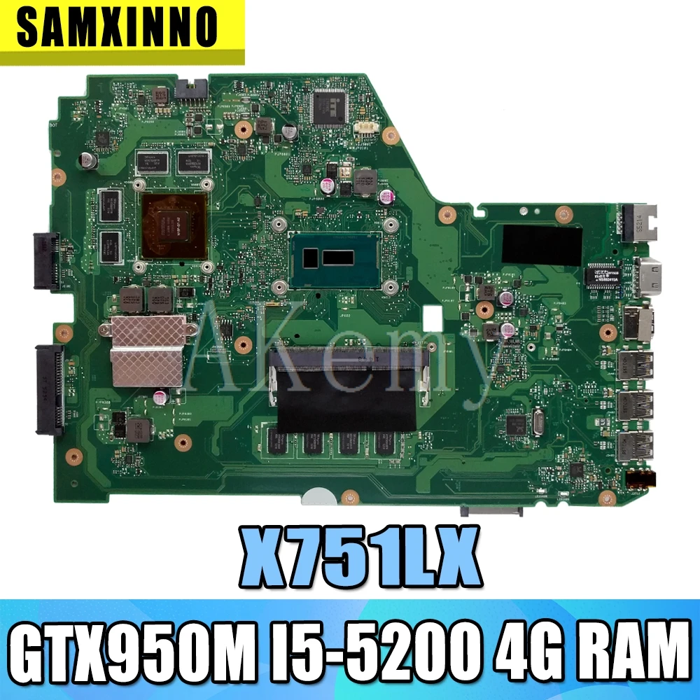 X751LX motherboard For Asus X751L K751L X751LK laptop Mainboard GTX 950M I5-5200 4G RAM | Компьютеры и офис