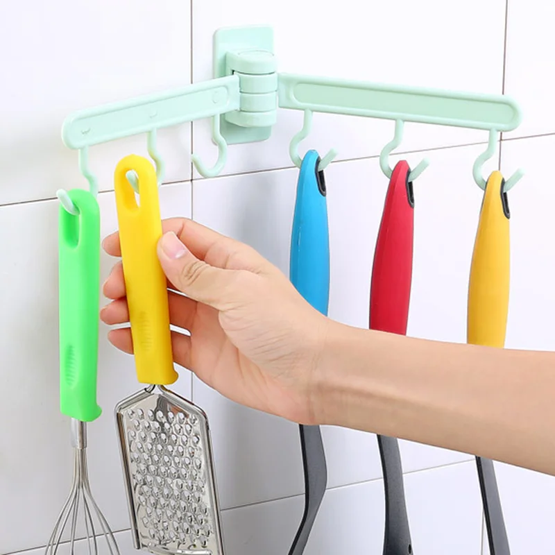 

6 Hook Door Cabinet Shelves for Wall Shelf Rotating Strong Sucker Hanger Sponge Holder Bathroom Organizer Kitchen Storage Rack
