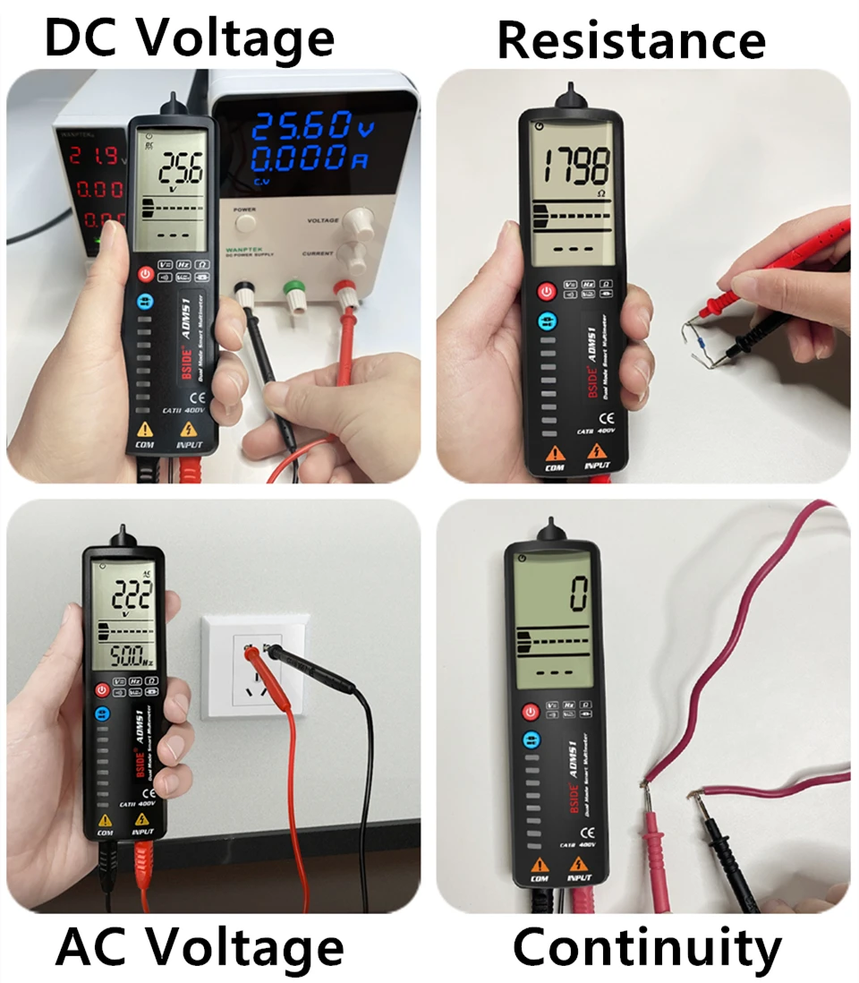 BSIDE 2.4’‘ LCD Voltage Detector Non-contact Circuit Volt Tester Pen Voltmeter NCV Socket Live Wire Check Hz Ohm Continuity