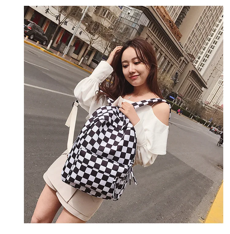 Рюкзак ulzzang стиль корейско-Стиль из плотной ткани в клетку Hipster школьный рюкзак для использования на природе
