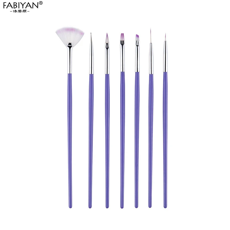 7Pcs Nail Art Polish Gel UV Tips Brushes For Manicure Dotting Painting Drawing Pen Fan Sector Line Decoration Tools Set 6