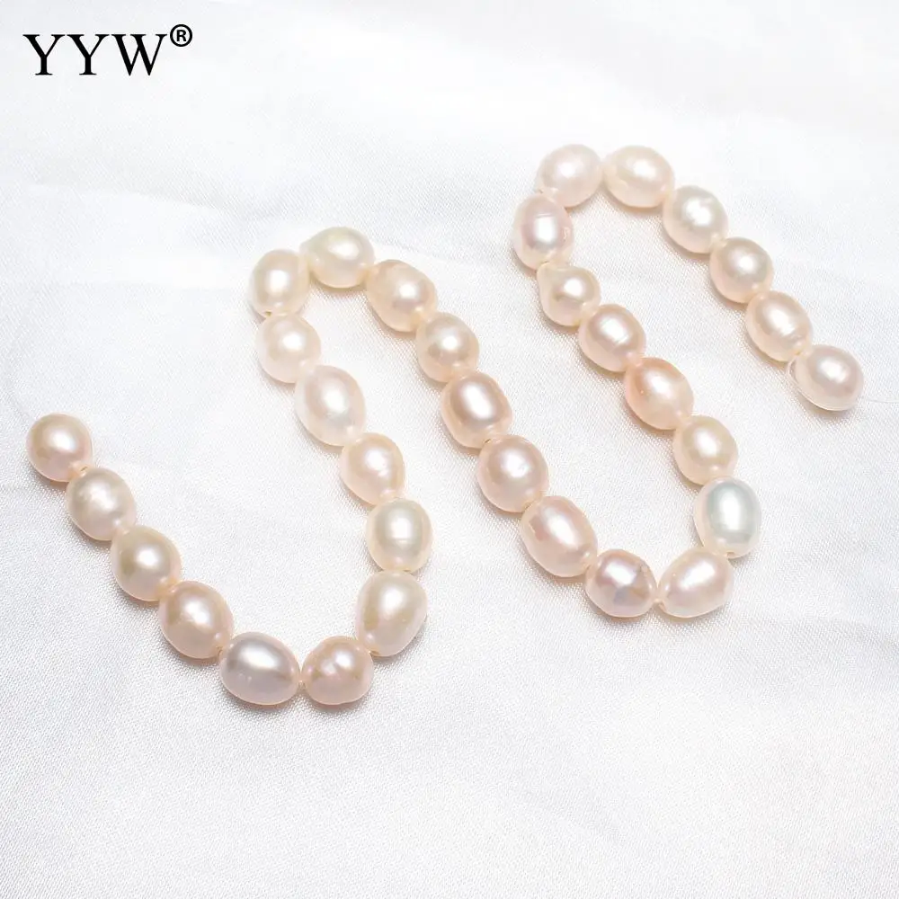 Pink 10-11mm Cultured Potato Freshwater Pearl Beads Loose Pearls Jewelry Findings Bead For Making Necklace Bracelet 1.5mm 15inch