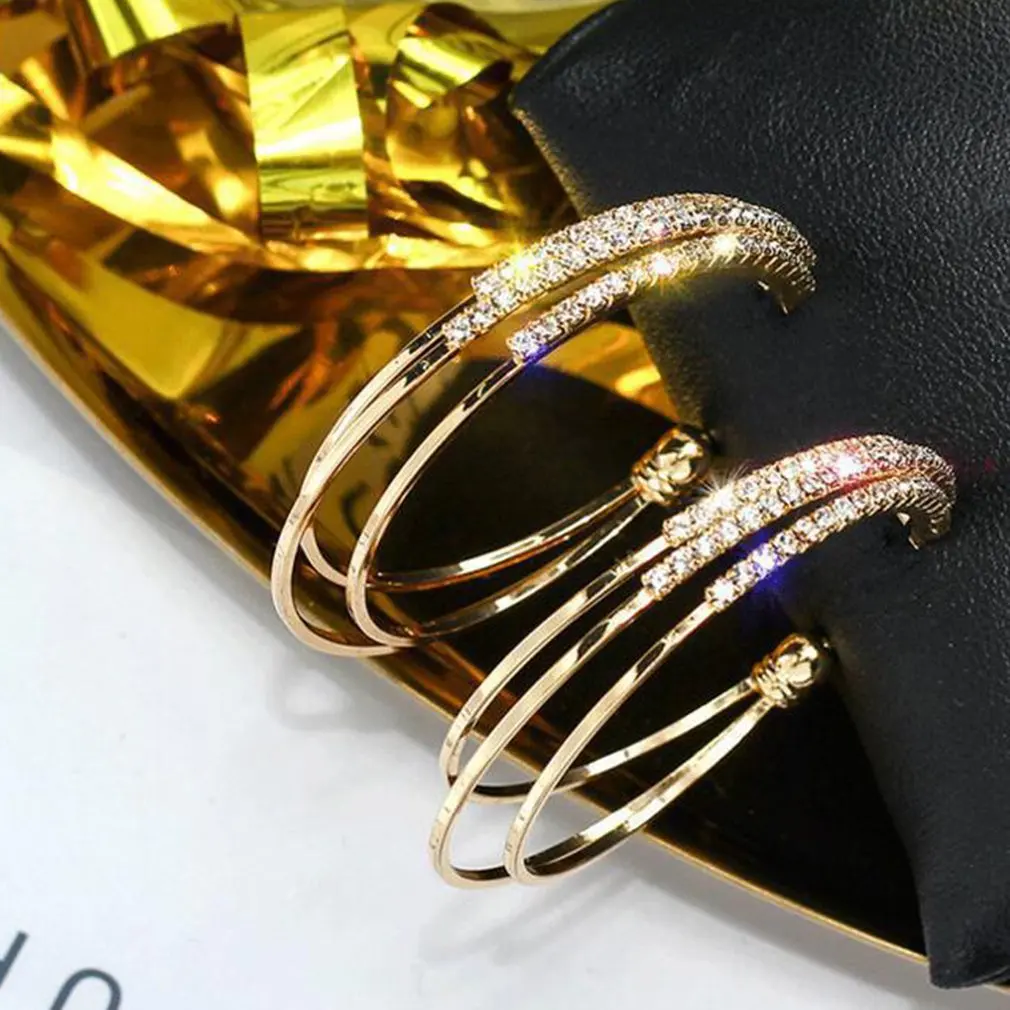 Европейские и американские ювелирные изделия преувеличенные Алмазные с-образные круглые серьги полые большие круглые серьги