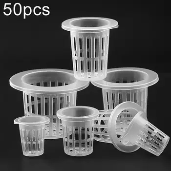 

50Pcs Garden Hydroponic colonization Mesh Pot Net Cup Planting Nursery Root Nursery Plant Soilless Fixing Holder