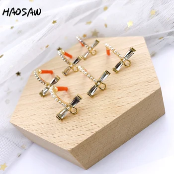 

HAOSAW Choose 6Pcs/Lot Jewelry Accessories/Curved/Rhinestone/Artificial Pearl/DIY Jewelry Making/Hand Made/Earrings Stud
