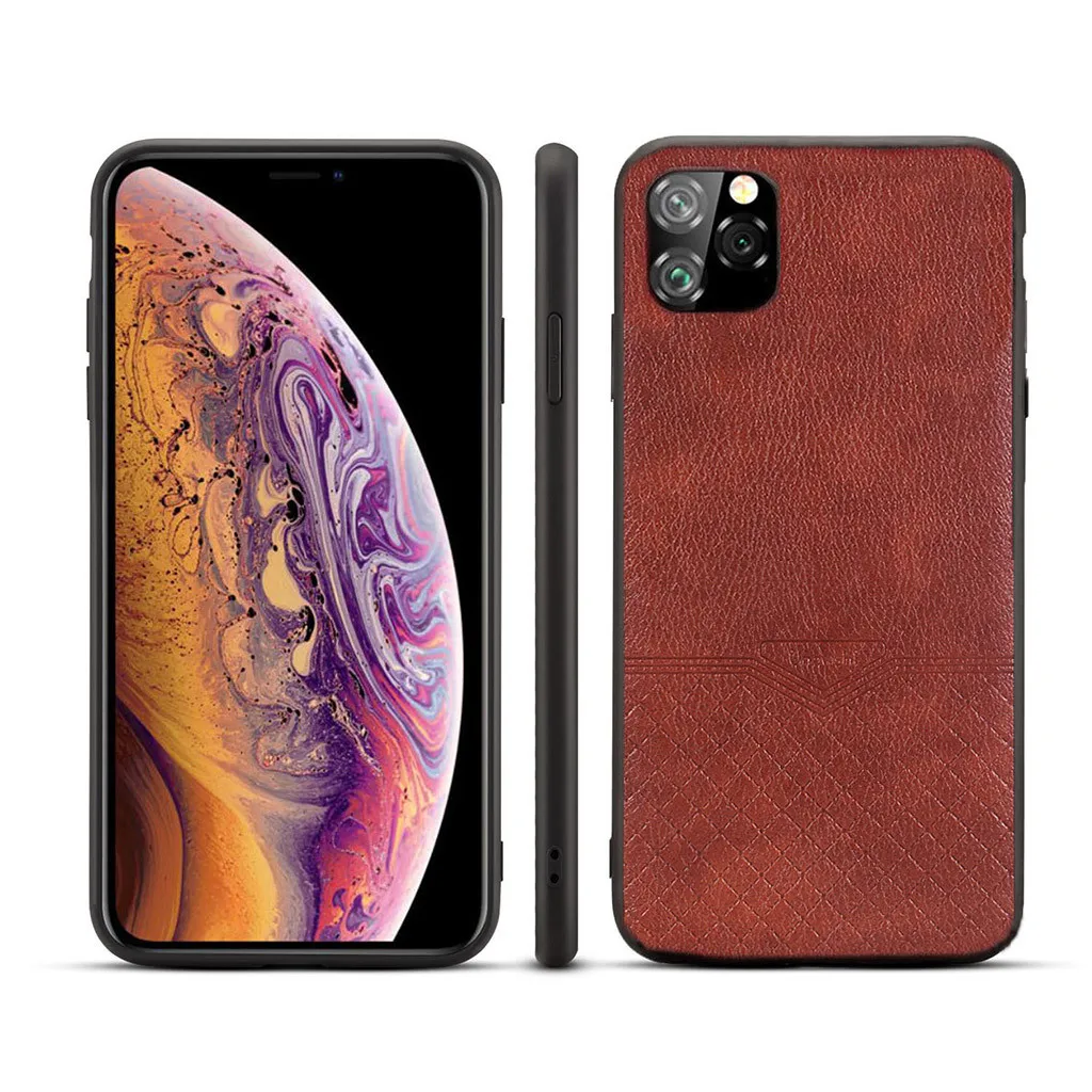 Чехол для iPhone 11 6,1 дюймов, тонкий кожаный винтажный противоударный чехол, силиконовый чехол