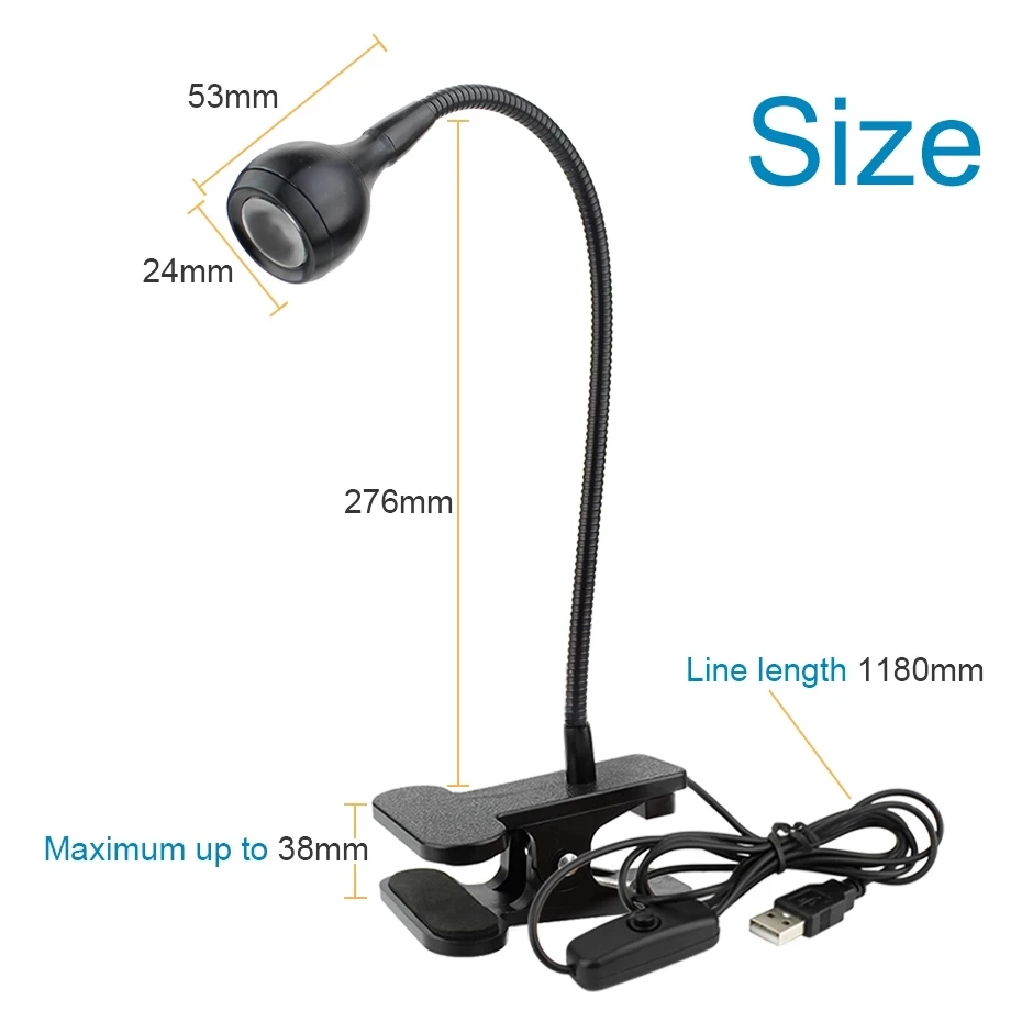 USB Power Supply Desk Lamp with Clip Holder Rechargeable USB Led Table Lamp Flexible Foldable Eye Protection Reading Book Lights