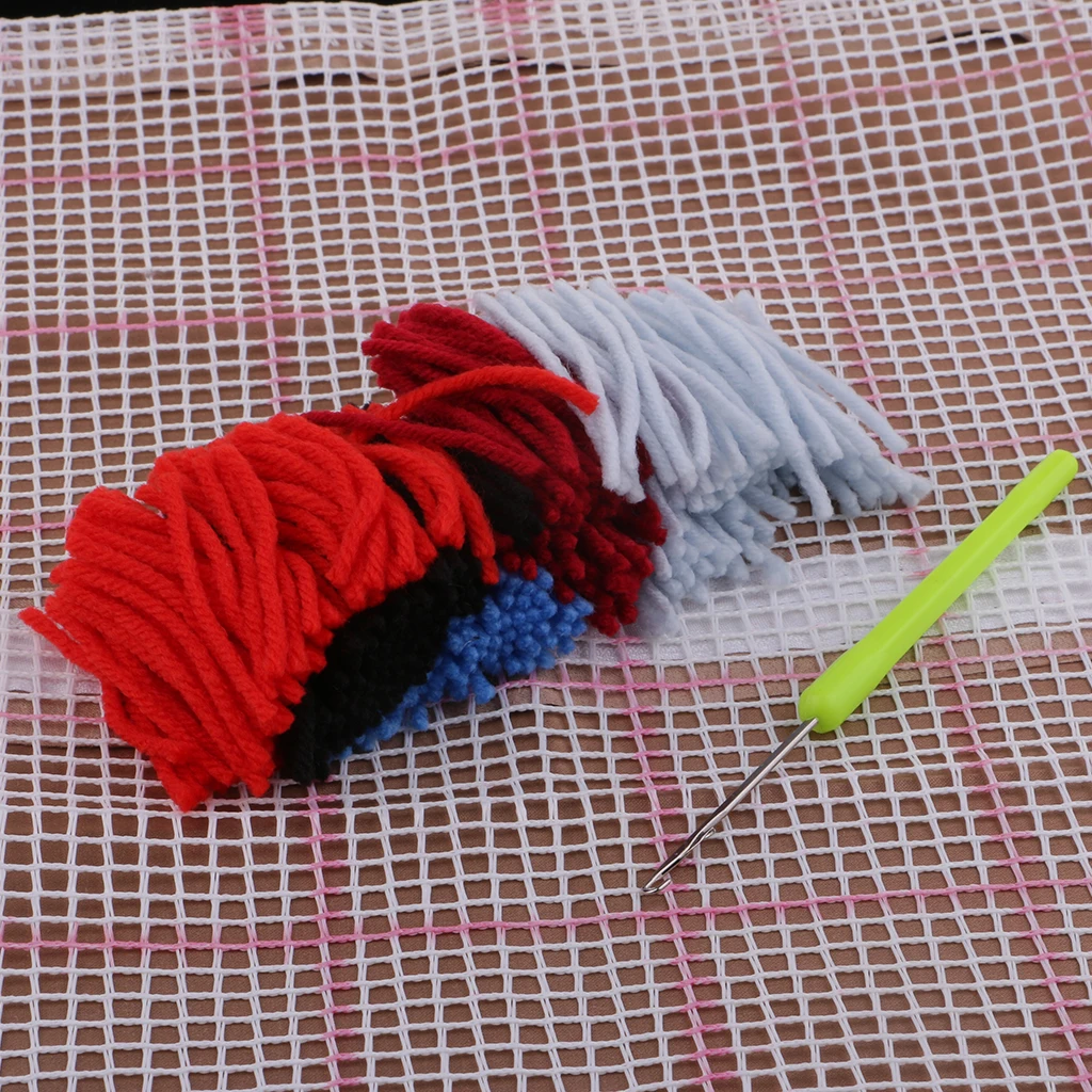 Wolf/Tiger/Giraffe Animal Pattern Latch Hook Kit DIY Pillowcase Making Package Pillow Latch Hook Rug Handmade Needlework Supply