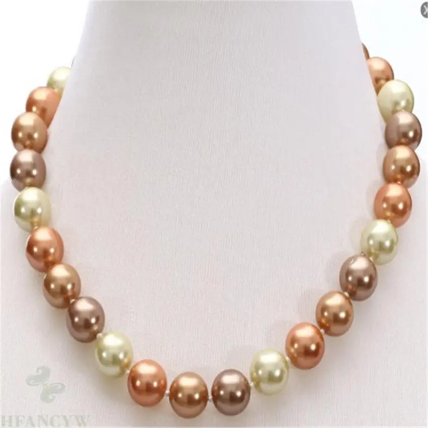 12mm natural multicolor south sea pearl necklace 18 inches Charm Gift Fashion Cultured Classic personality Chic Real