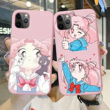 Милый матовый мягкий термополиуретан Сейлор Мун карамельный розовый чехол для телефона iPhone 11 Pro MAX SE 6 7 8Plus 5s MAX XR XS X10 японского аниме