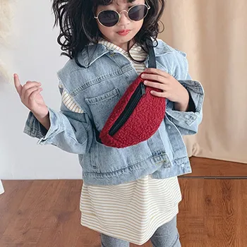 

Children's Trend Solid Color Cute Pattern Wool Chest Bag Pocket Print Money Travelling Mountaineering Mobile Phone Bag