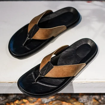

Summer Men Flip Flops Black Mens Home Slippers Fashion Men Bathroom Slippers Comfortable Mens Room Shoes Brand Indoor Flip Flops