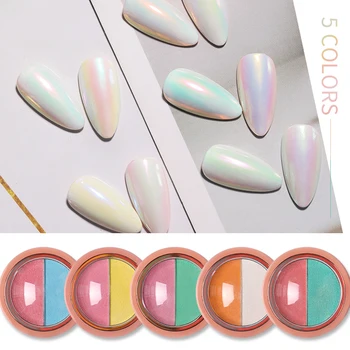 

1 Box Tow Color Solid Nail Powder Auroras Nail Glitter Sparkly Nail Chrome Pigment Dust Manicuring Nail Art Decorations