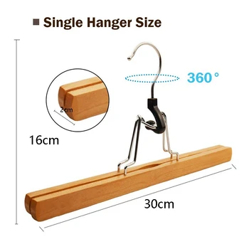 

LBER 8 Piece Wooden Series Slack Hangers Non-Slip Wood Pants Hangers with 360 Degree Rotation Anti-Rust Hook Clip Hangers for Pa