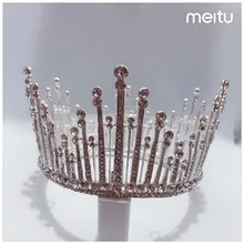 Головной убор невесты большая корона полный круг Юань Гуань свадьба корона круг Корона Европейский стиль ретро дворец Стразы