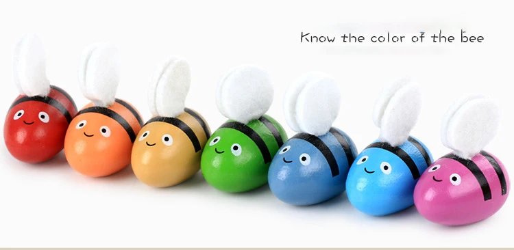 Hot Wooden Leaning Educatinal Toys Children Montessori Early Education Beehive Game Childhood Color Cognitive Clip Small Bee Toy
