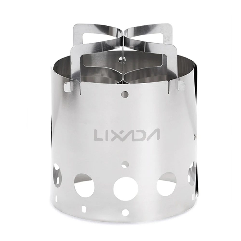 

2-in-1 Windproof Stainless Steel Folding Camping Wood Stove Windscreen Lightweight Portable Outdoor Cooking Wood Burning Stove