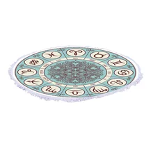 Быстросохнущее круглое цветное пляжное полотенце с кисточкой и несколькими узорами TUE88