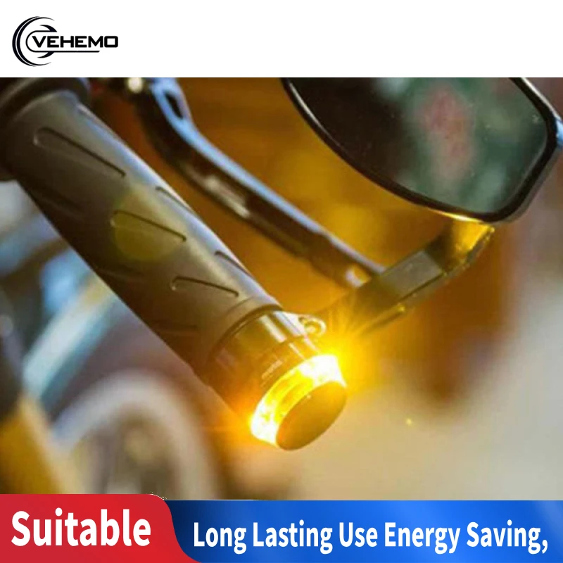 

LED 22mm Motorcycle Turn Signal Light Handlebar End Yellow Universal Indicator Flasher Handle Bar Blinker Side Marker Lamp