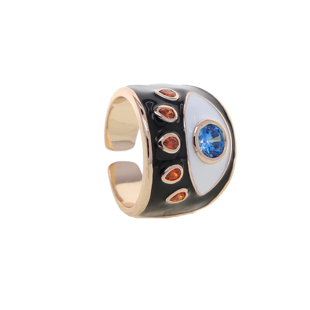 Gold Color Rings Finger Ring Gold Color Ring Adjustable Rings Gold Color Pink Enamel Turkish Evil Eye Women Finger Band Ring Boho Bohemia Fashion Lucky Jewelry Adjustable Size