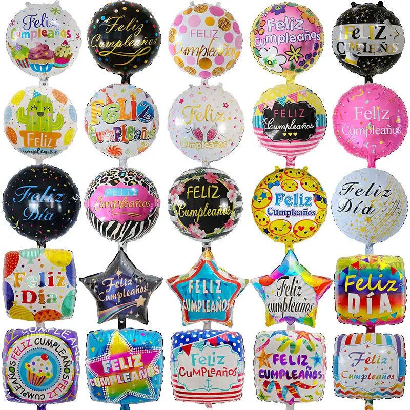 10 шт 18inch Feliz cumpleaños испанский с днем рождения воздушные шары красочный Фольга