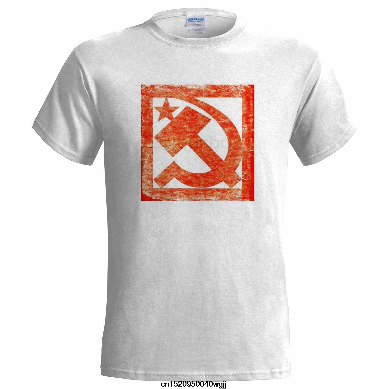 HAMMER AND SICKLE DISTRESSED SIGN MENS T SHIRT COMMUNIST RUSSIA COMMUNISM RED Short Sleeve Round Neck T-Shirt Promotion |