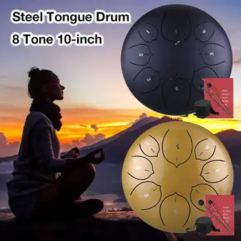 

Steel Tongue Drum 8 Tone 10 Inch Handmade Wear-resistant Drum With Silicone Foot Pads