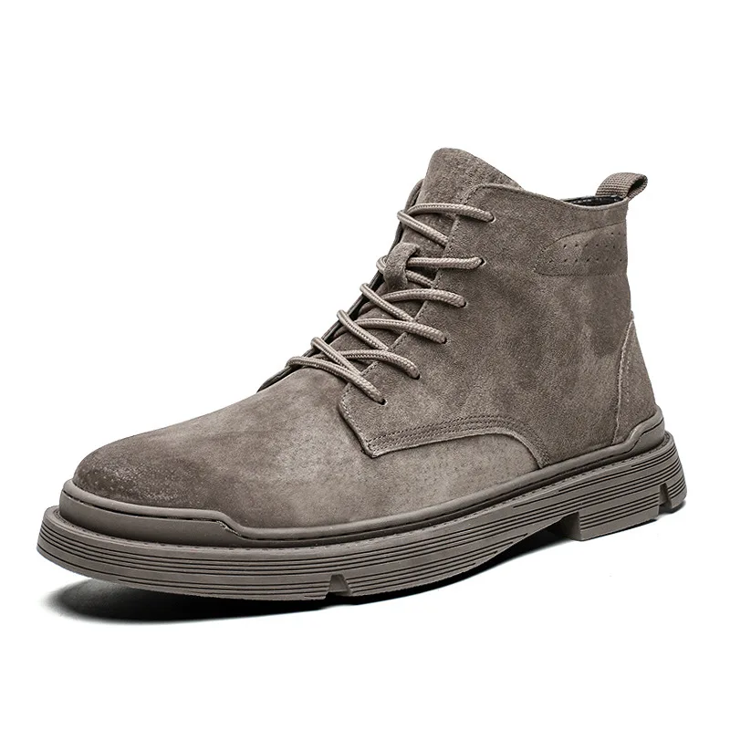 LINGGE/мужские ботинки; сезон осень-зима; обувь с высоким берцем; повседневные рабочие ботинки; обувь в стиле ретро; хлопковая обувь; уличная теплая прогулочная обувь - Цвет: Coffee