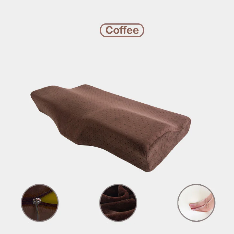 Coffee Постельные принадлежности из пены с эффектом памяти подушка в форме бабочки для расслабления шеи Ортопедическая подушка с медленным отскоком шейки для ухода за здоровьем - Цвет: Coffee