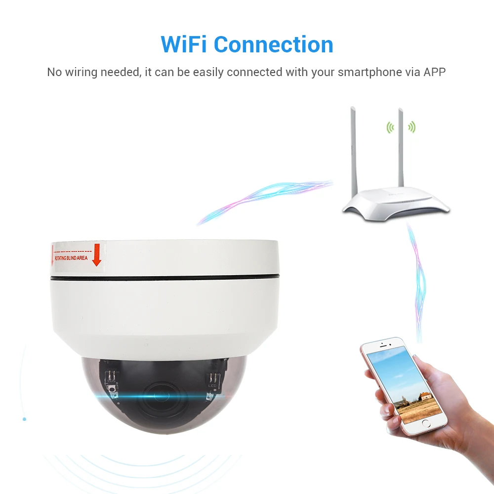 2MP HD 1080P WiFi Беспроводная IP PTZ камера с 5-кратным зумом для безопасности, умная уличная IR Dom CCTV камера, беспроводная камера видеонаблюдения
