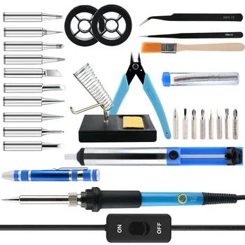 

Adjustable Temperature Welding Soldering Iron Soldering Tips Solder Sucker Desoldering Pump Anti-static Tweezers Iron Stand