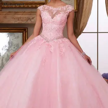 

Princess Pink Wedding Gowns Robe De Mariee Wedding Sweetheart Long Sexy Dress Sleeveless Floor Length Lace Bride Dress Femme