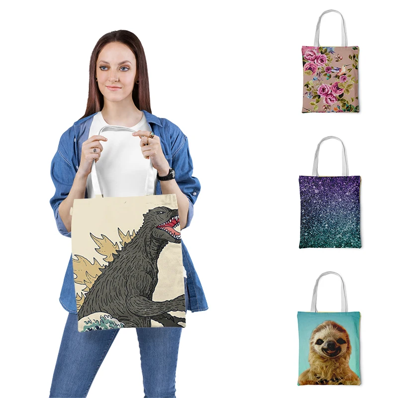 

Festival Women Canvas Bag Eco Reusable Shopping Bags Foldable Shoulder Bag Students Graphic Fest Handbag Tote For Shopper
