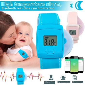 

Digital Baby Intelligent Bluetooth Thermometer Smart Fevers Temperature Bracelet LCD Display for Kids Adults KQS8