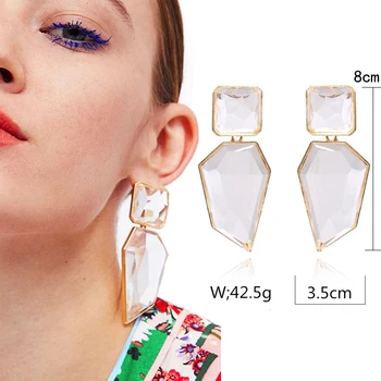 2020 ZA New Hot Fashion Earring Gold Color Resin Irregular Drop Earrings for Women Brincos Earing  Wedding Jewelry Girl Gift