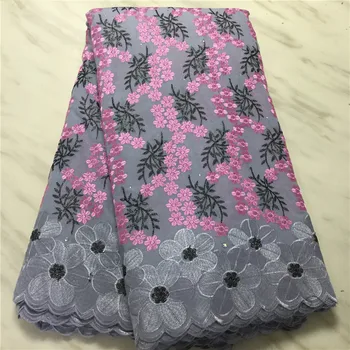 

high quality 5 yards white gold African Swiss cotton voile lace fabric with neat embroidery plus chiffon lace! 14L062304