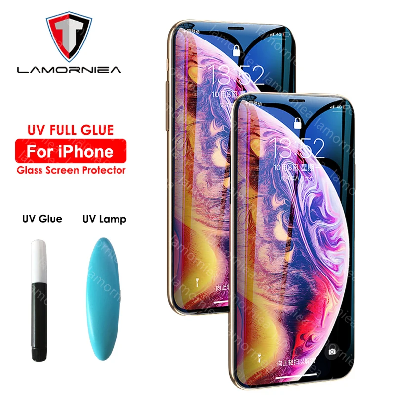 Защитное стекло с жидким УФ-клеем для iPhone 11 Pro Max XR XS 6 6S 7 8 Plus | Мобильные телефоны и