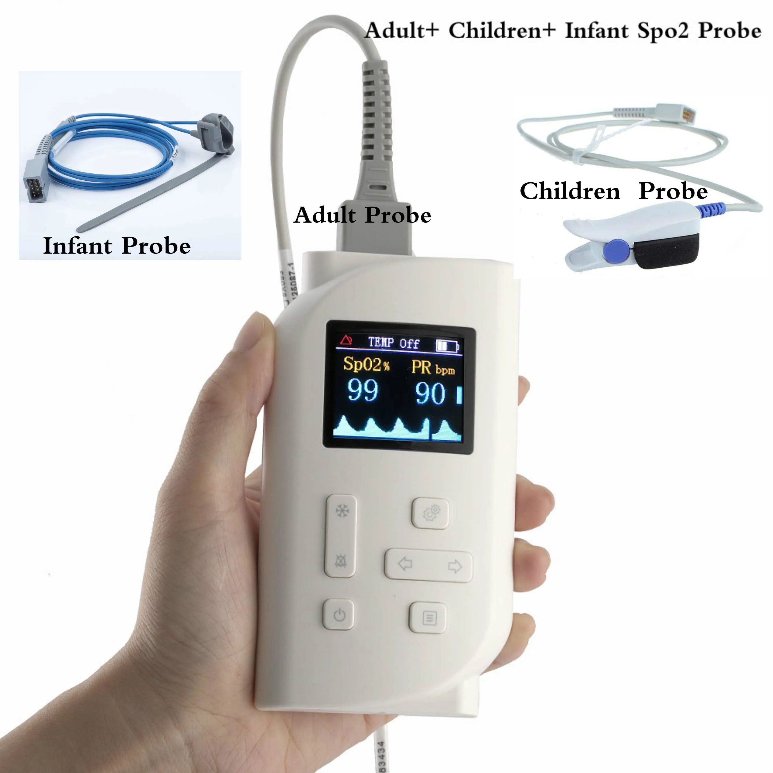 Handheld OLED Screen Pulse Oximeter Oximeter Pulse with SPO2 ， PR，Temp