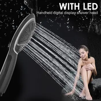 

Digital LCD Display Temperature Control LED Water Power Shower Head High Pressure Booster Water Saving Bathroom Supplies