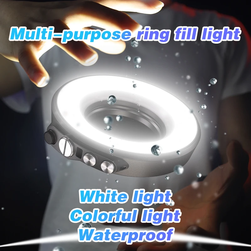 Flash Camera Ring Light Speed Underwater 40m 67mm Interface 3 Colors Light Lamps with USB Charge