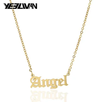 

Vintage Letter Angle Brat Princess Baby Girl Necklace Women Stainless Steel Chain Necklaces for Women Gold Color Choker Necklace