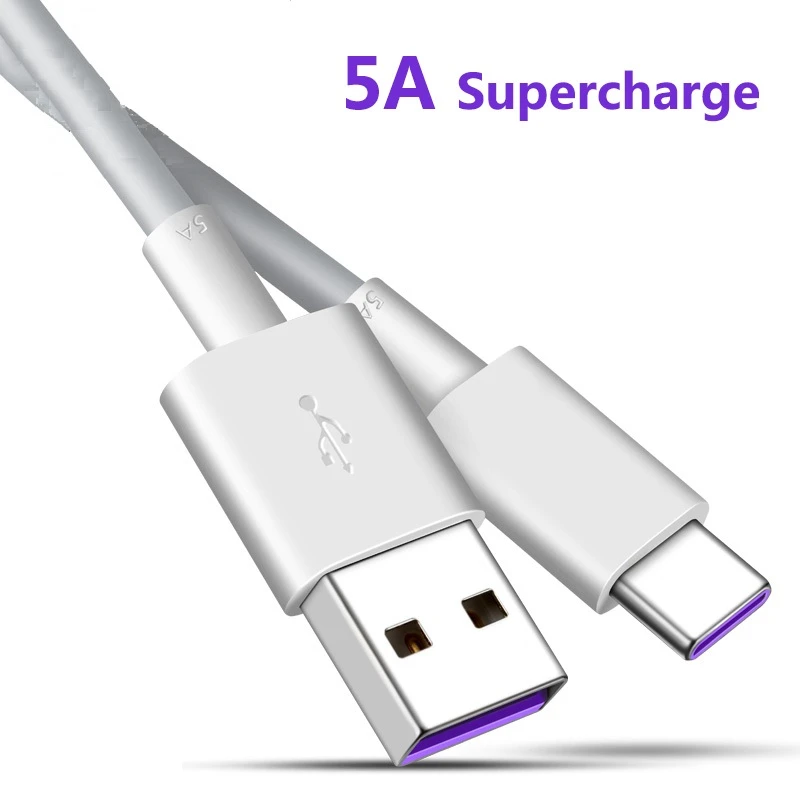 5A USB Type C Cable 0.25m 1m Fast Charging Type-C For Huawei P30 P20 Mate 20 Pro Phone SuperCharge QC3.0 USBC Cabo android c type charger