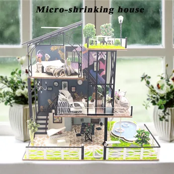 

3D Wooden DIY Miniature DollHouse Mountain villa Decorate Kids Toy Crafts Gifts Dollhouse Toys for Children Birthday Gifts Case