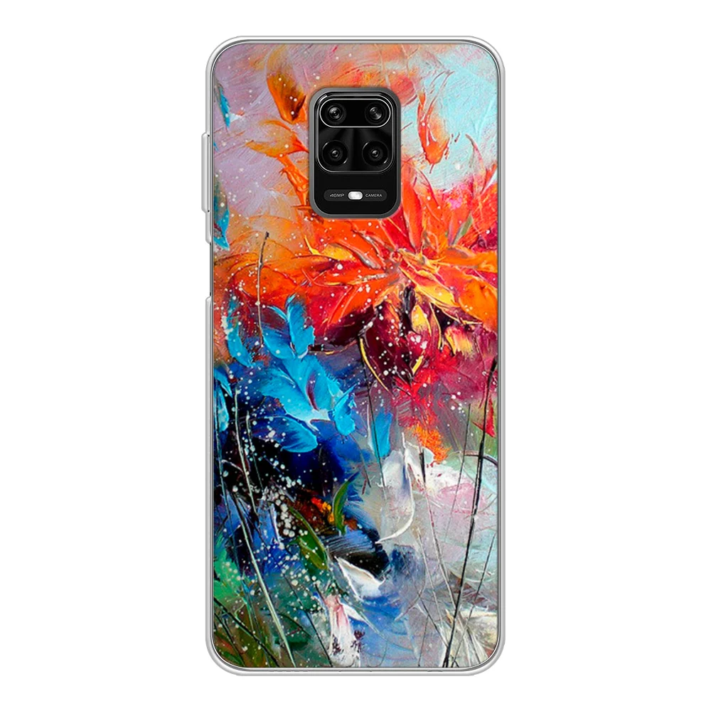 Silicone cover for Xiaomi Redmi Note 9s abstract flowers thin soft protective pad bumper TPU with pattern phone Xiaomei 9с clip case protection |