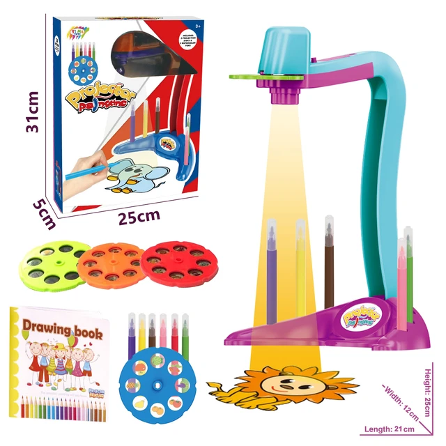 imireux Drawing Projector for Kids,Intelligent Draw Projector Toy Machine  with 32cartoon patters and 12color Brushes for Children Learn to Draw and