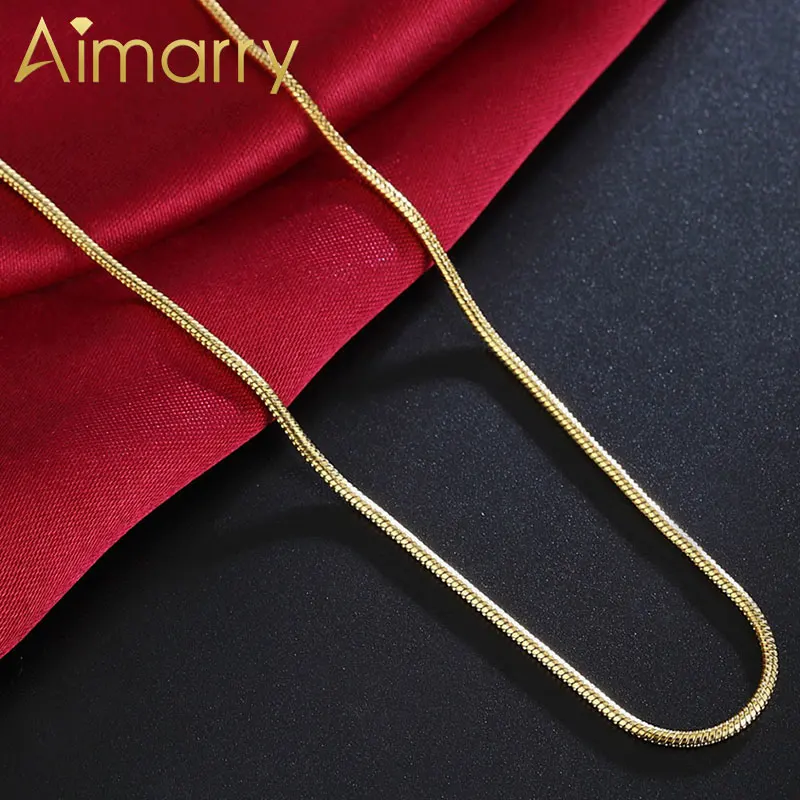 

Aimarry 925 Sterling Silver 18K Gold 2MM Round Snake Chain Necklace For Women Men Engagement Wedding Fashion Jewelry Party Gifts