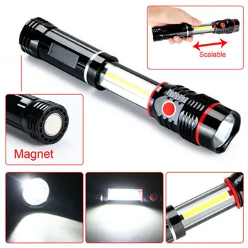 

COB LED Flashlight Torch Work Light 300LM Magnetic Black Work Light Inspection Flashlight 300LM Lamp Torch AAA Battery