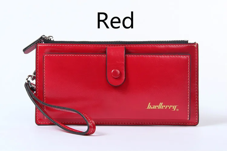 Европейский стиль, женские кошельки высшего класса, твердая кожа, застежка-молния, клатч, женские сумки для мобильного телефона, кошелек для денег, женский клатч - Цвет: Red