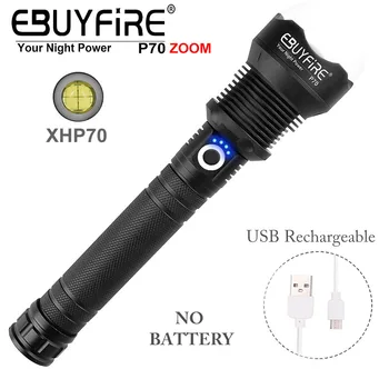 

Zoomable XHP70 LED Super Bright Flashlight Waterproof USB Rechargeable Light Camping Hiking Emergency Searching Lighting